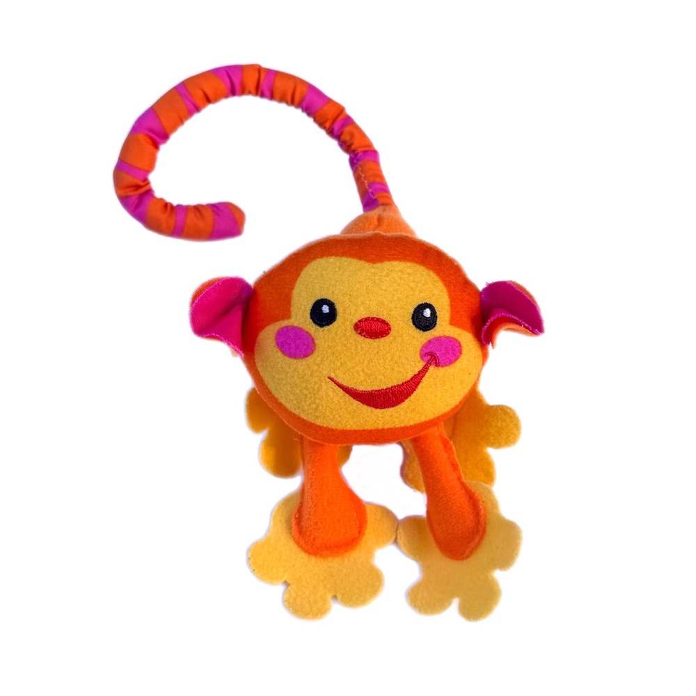 Fisher Price Monkey Plush Toy Orange Pink Striped Tail K4562 2011 Sensory jungle